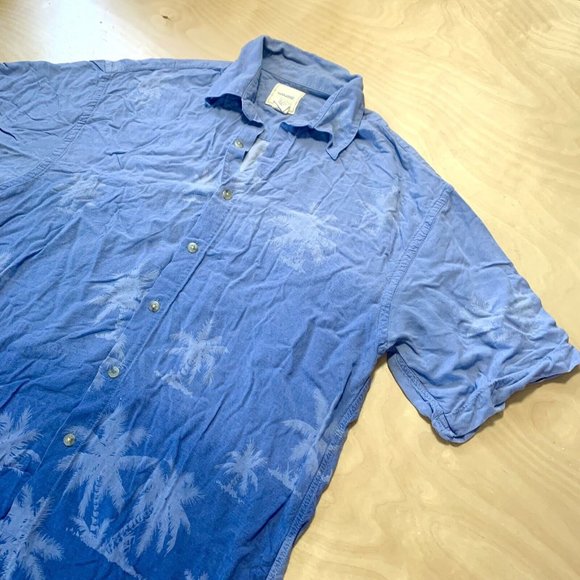 Saddlebred Hawaiian Button Up Shirt Size M Palm Tree Print Summer Linen - Picture 1 of 5